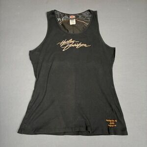 Harley Davidson Women's Skull Back Design South Carolina Black Tank Top  Medium